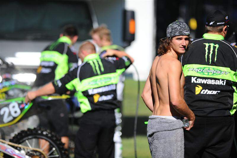 Pourcel showers after every single time on the track.