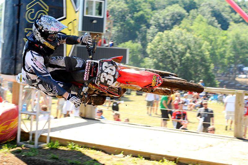 Trey Canard lays it flat in practice.