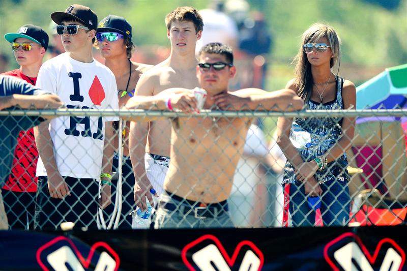 Broc Tickle's fiance Jess looks on during practice.