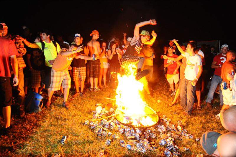 The party-goers were rowdy, but in a fun way, in the camping area last night.