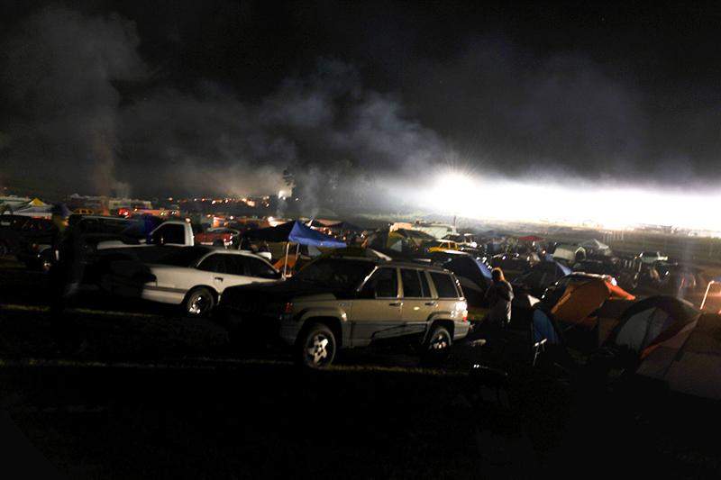 The camping area at the height of the partying last night.