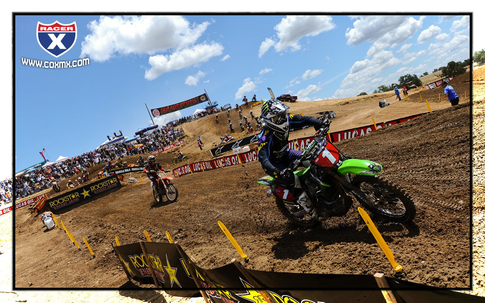 Chad Reed (1) led every lap of the opening moto of the year at Hangtown.