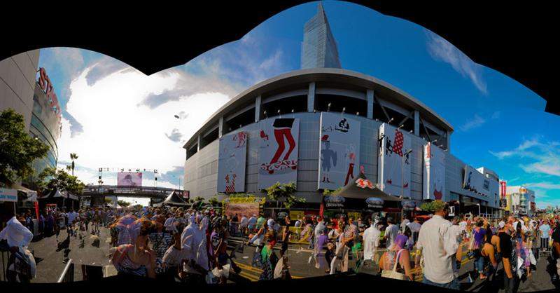 Here's a pieced-together panorama of the X Games area by Staples.