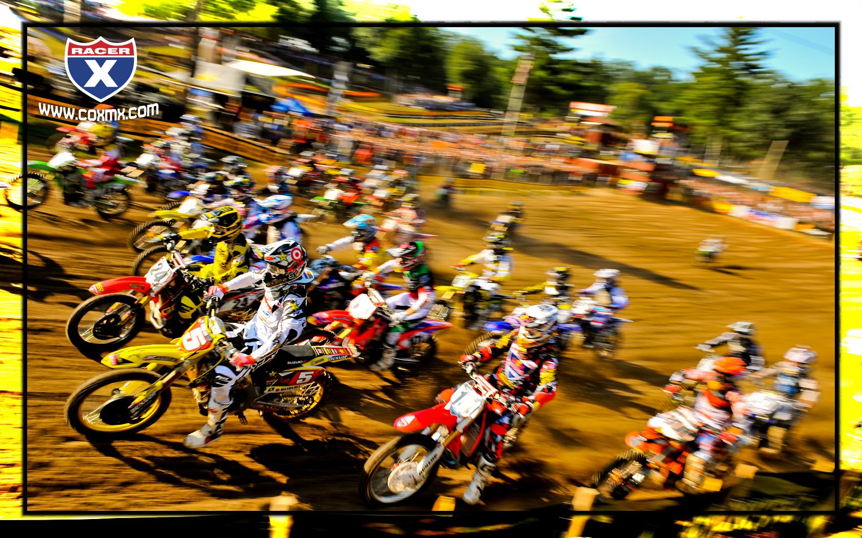 Ryan Dungey leading the 450cc pack into turn one.