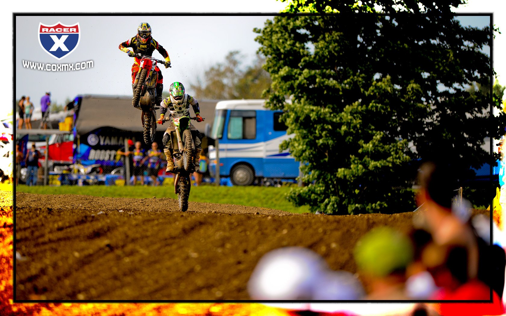 Chris Pourcel leads Trey Canard in moto two