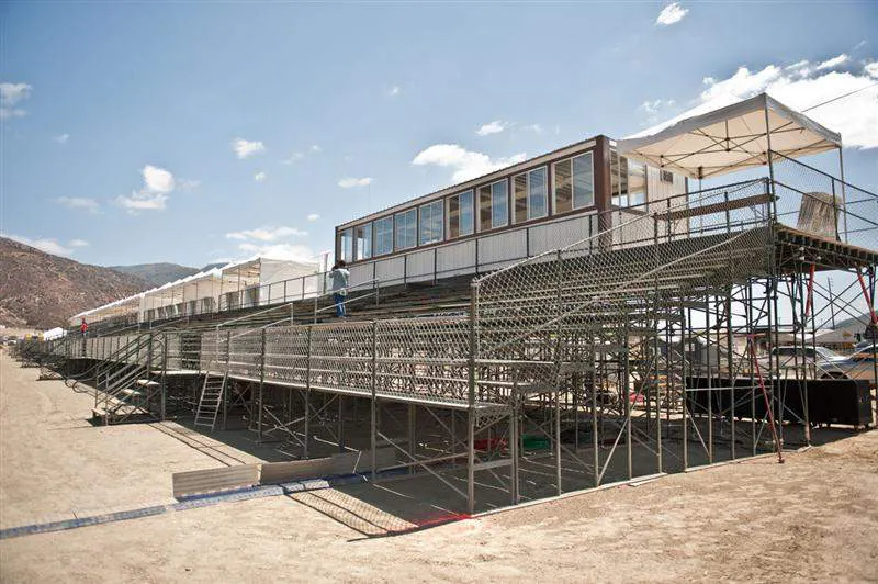 The grandstands are top-shelf for this weekend's race. They run right alongside the start-straight and finish-straight.