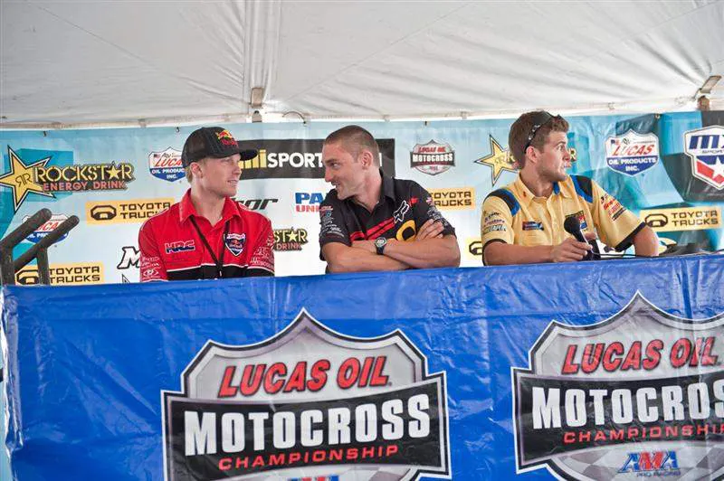 The top-three 450cc riders at the press conference as they prepare for their final battle of the season. Actually, it's not their final battle, as all three will be racing at the MXoN in a couple of weeks.