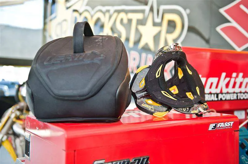 The new Leatt Pro brace, made of carbon fiber, was debuted by Dungey today. He will race with it on Saturday. He says it weighs a lot less and is really comfortable.