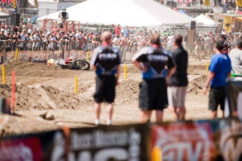 Justin Barcia was fifth-fastest, but went down hard in the whoops. He ended up walking away.