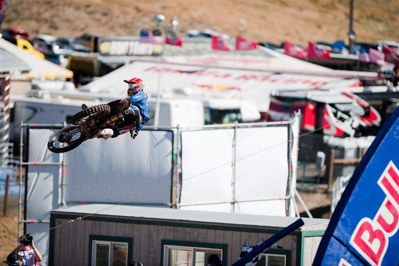 Cairoli celebrates his win over the finish line.