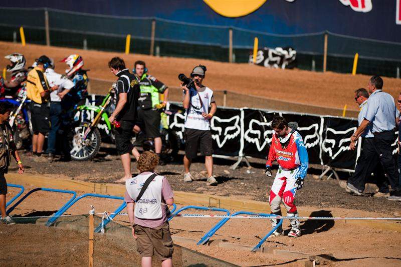 The UK was stuck with last gate pick in qualifying. Here, Dean Wilson packs his horrendous starting spot.