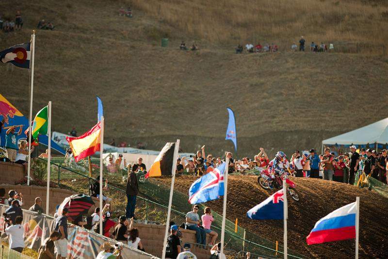 Andrew Short (3) grabbed a massive holeshot in the MX3 qualifying moto and took off.