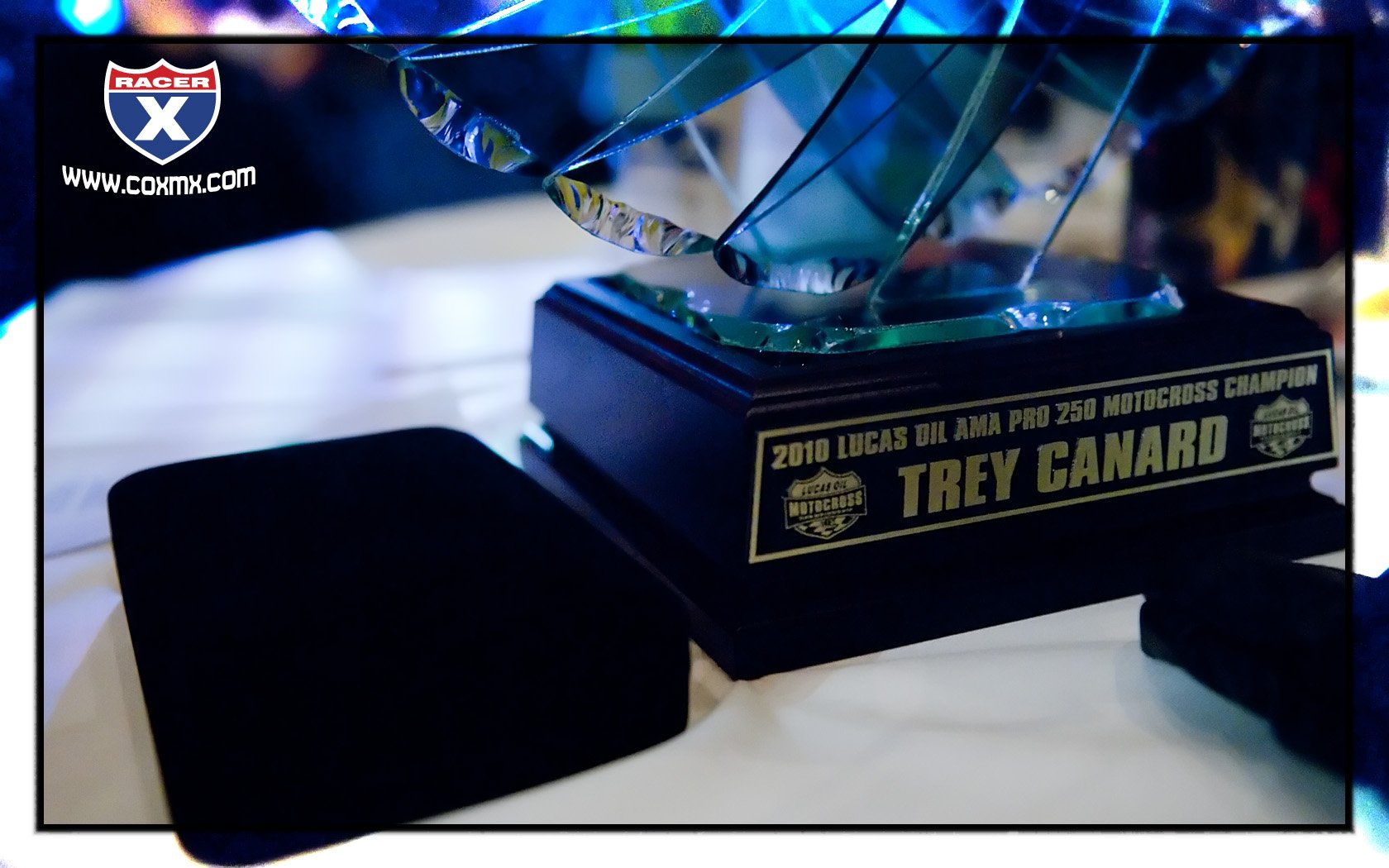 Trey Canard's championship trophy at the Awards Banquet last Sunday night.