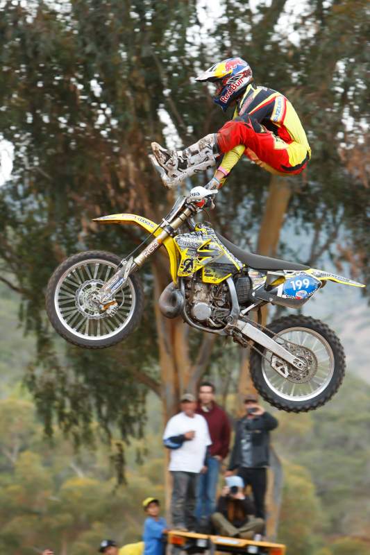 Pastrana goes old school with a heel clicker.