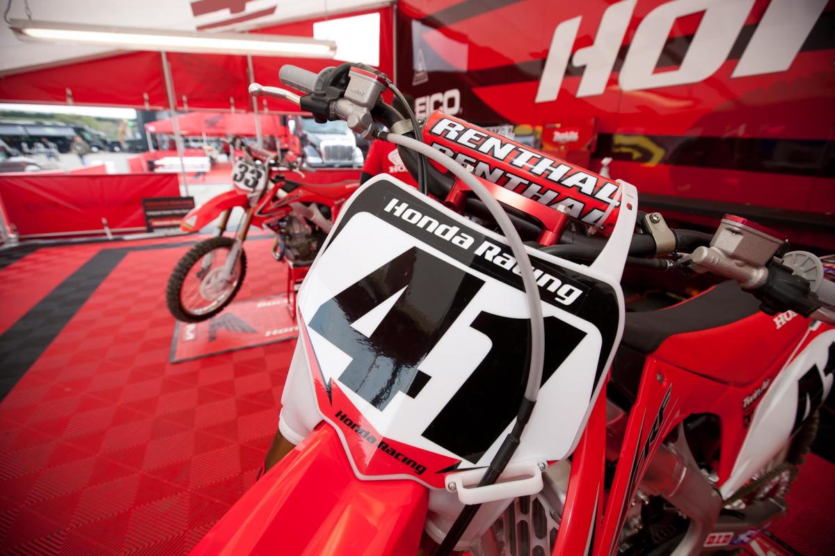 Under the Team Honda awning