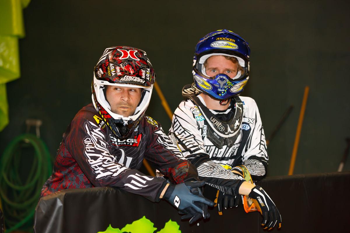 Ivan Tedesco and Tommy Hahn check out the lites practice