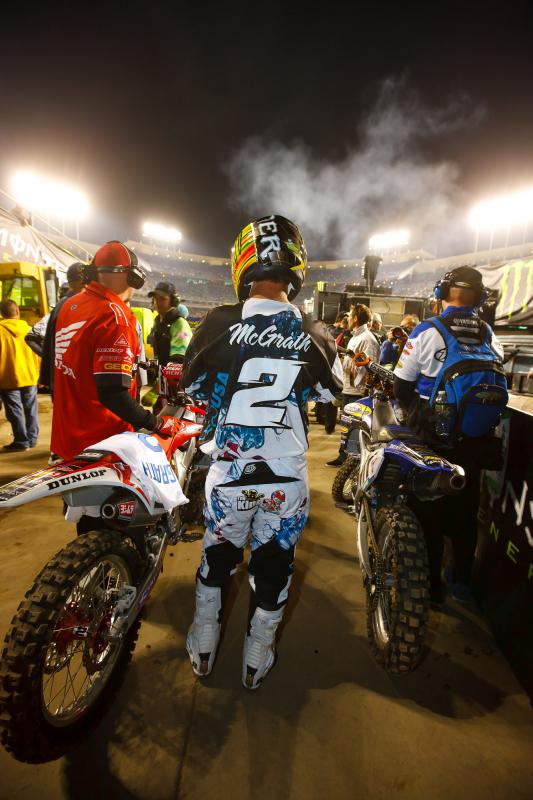 Jeremy McGrath prepares for a hot lap