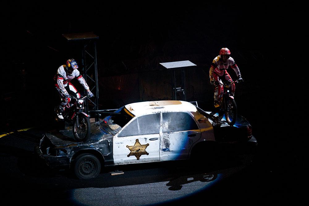 Trials riders Keith Wineland and Geoff Aaron are a big part of the show. 