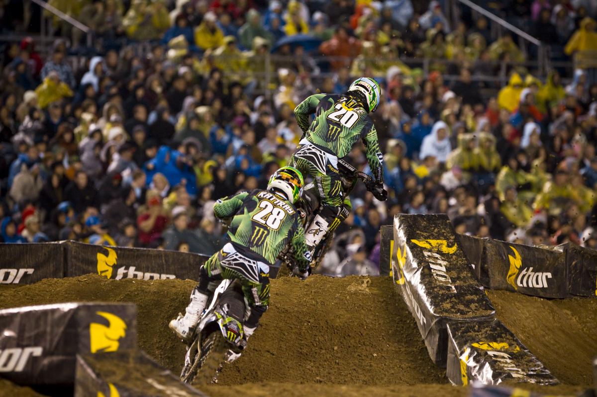 Pro Circuit teammates Broc Tickle and Tyla Rattray battled for second the entire night