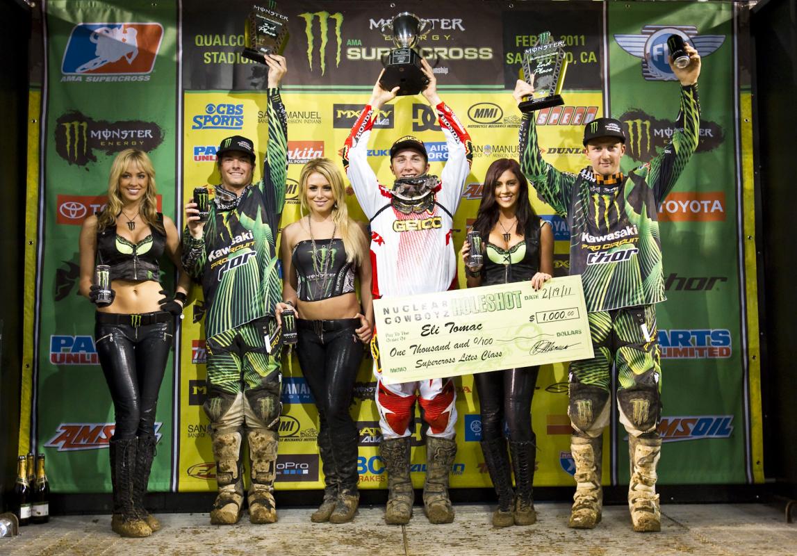 Tomac celebrates his fist career SX victory