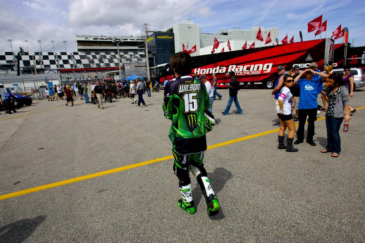 Dean Wilson heading to the track