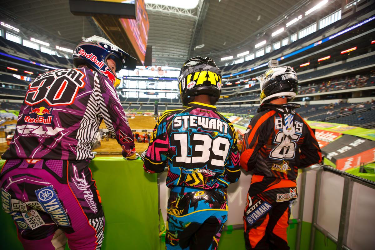 Regal, Stewart, and Sipes wait for practice
