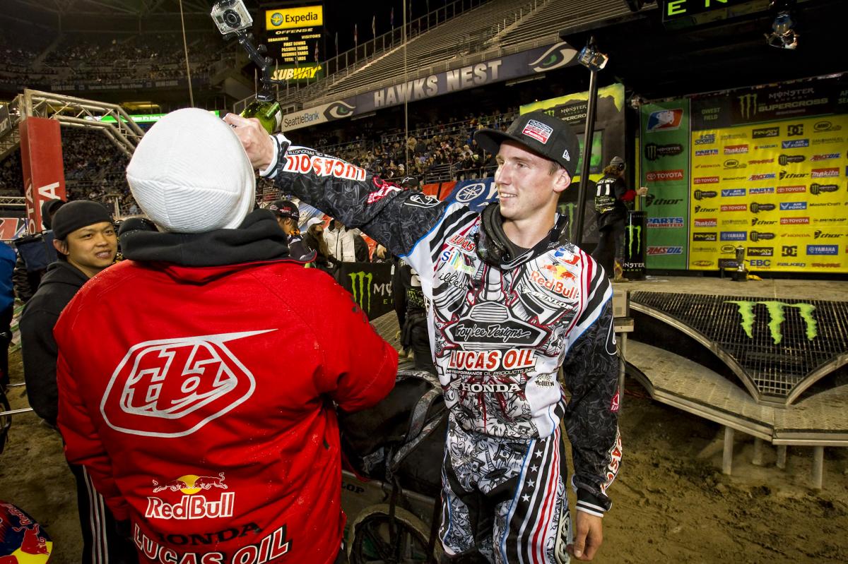 Seely celebrates his second career win.
