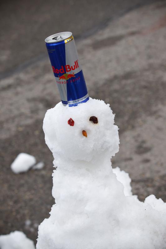 Red Bull snowman