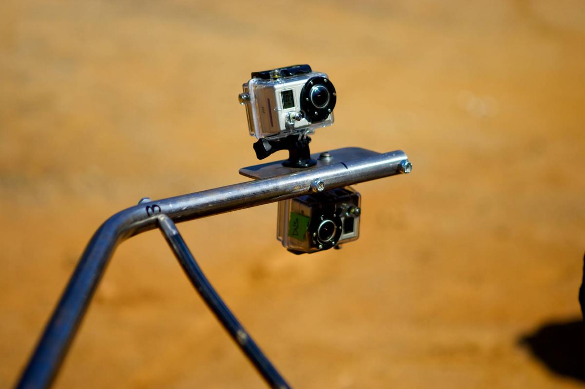 Custom GoPro mount on the side of the bike