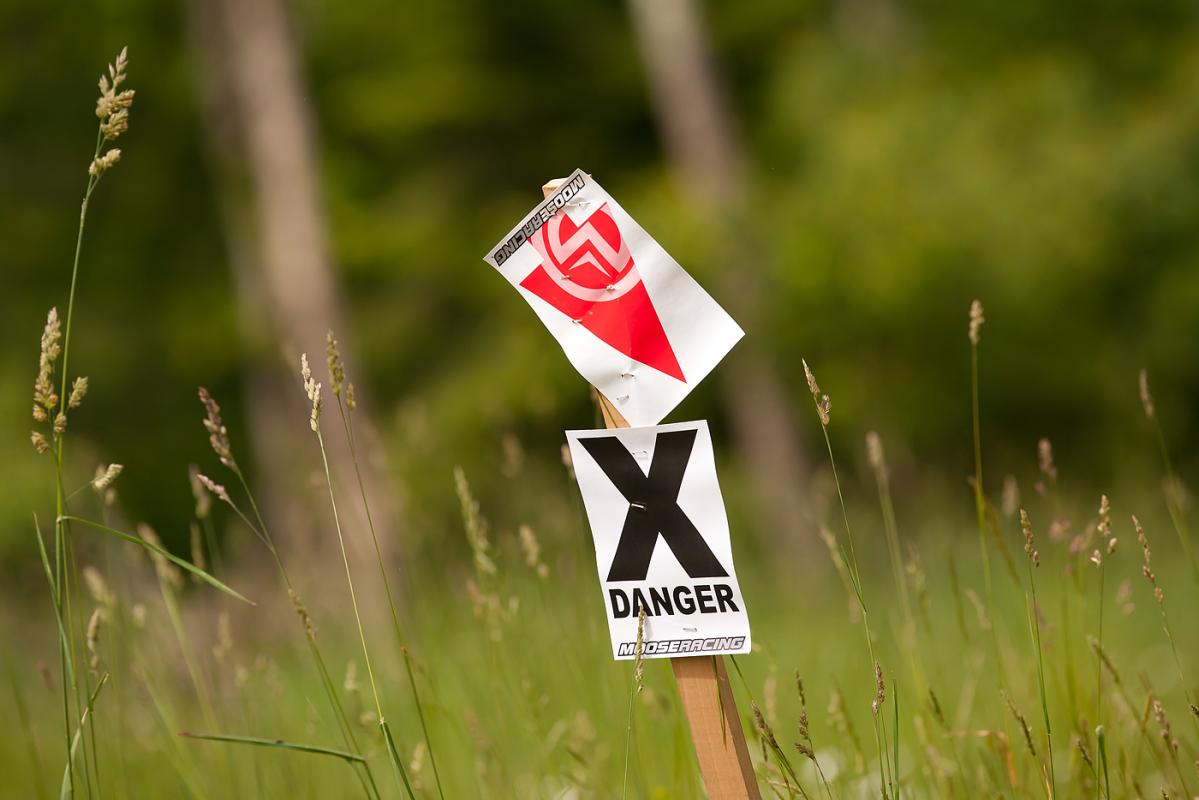 Markers line the track to instruct the athletes.