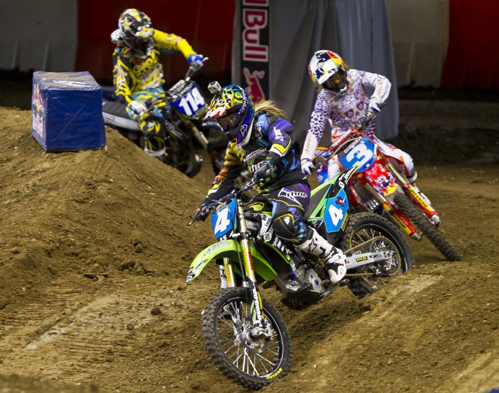 Vicki Golden leads Tarah Gieger