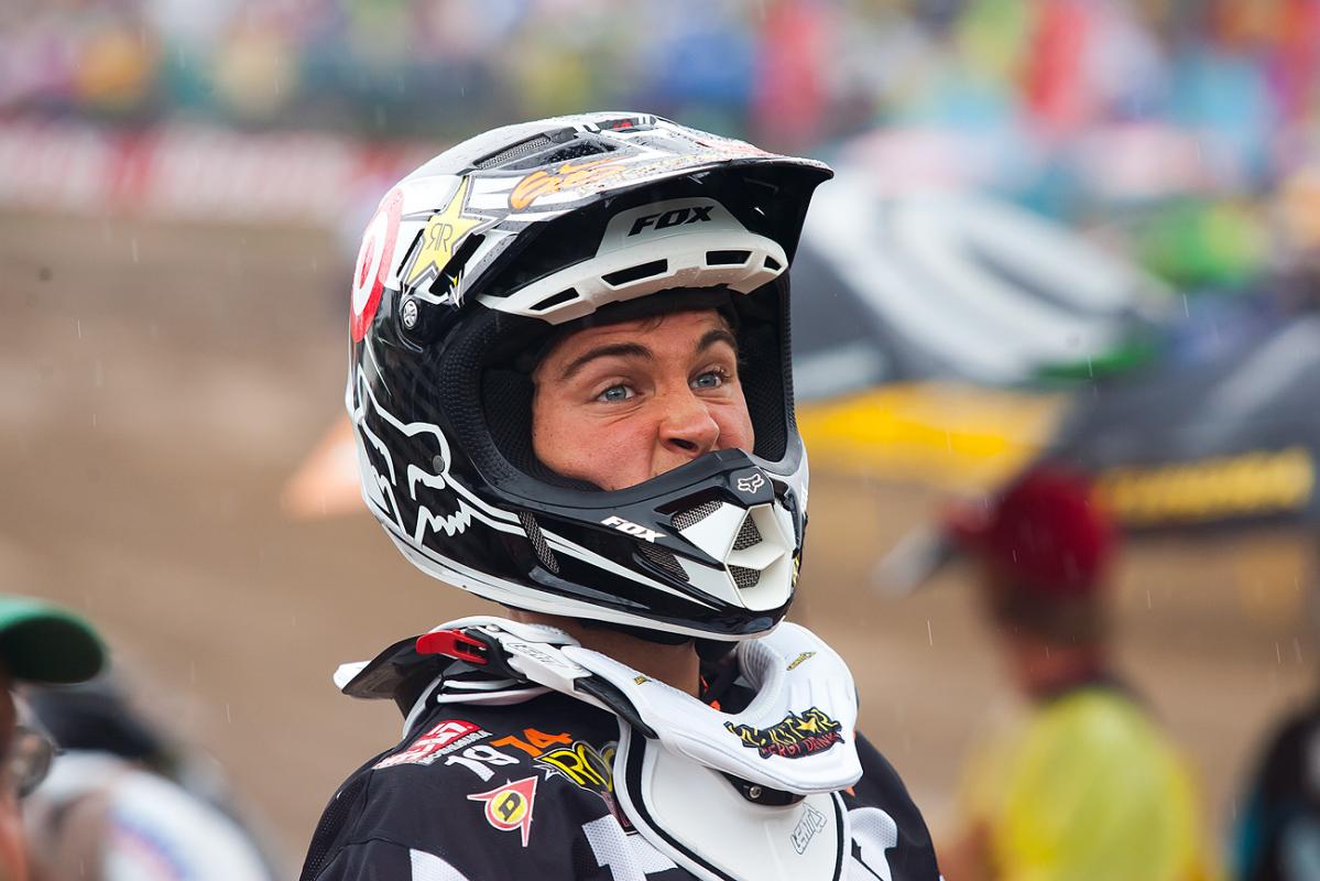 Dungey waiting for his bike at the line in the second moto