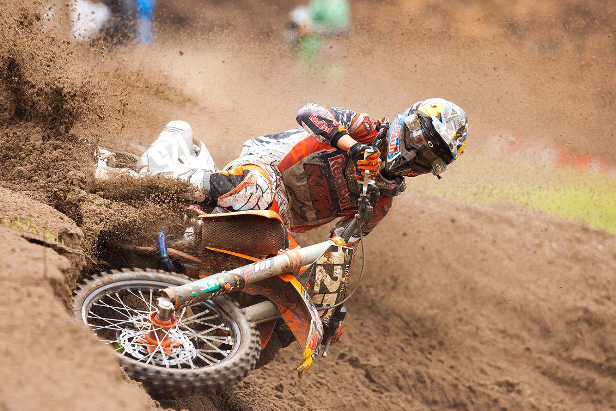 Marvin Musquin rails a berm.