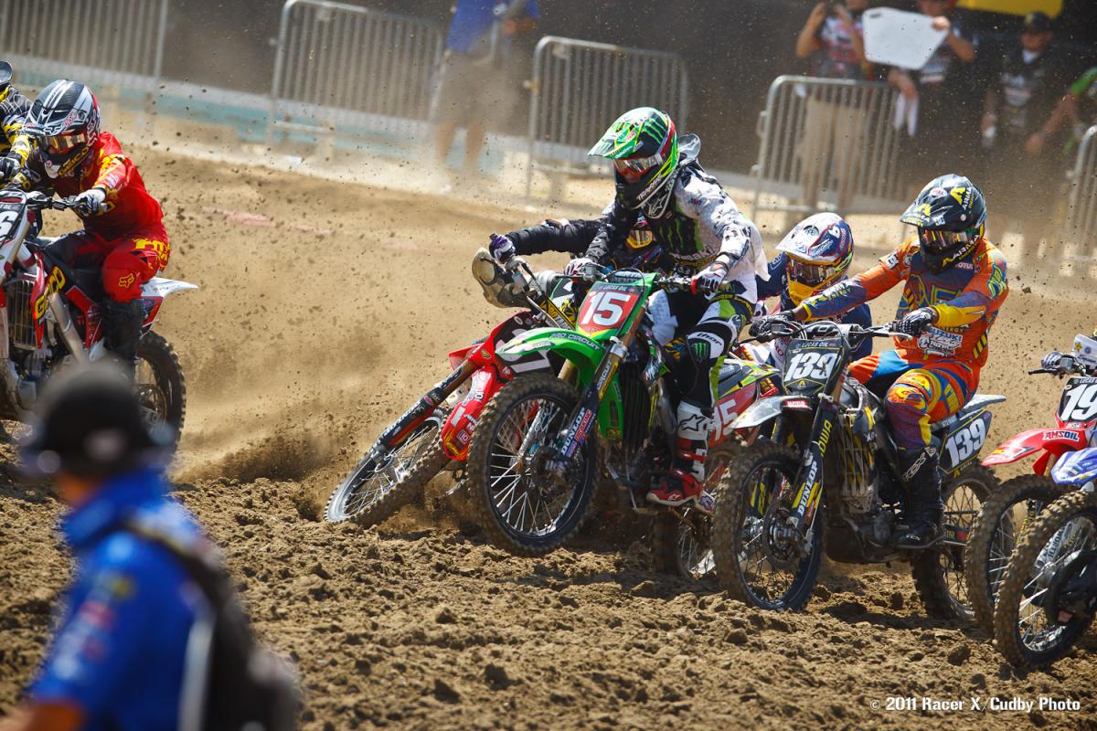 Darryn Durham crashes at the start