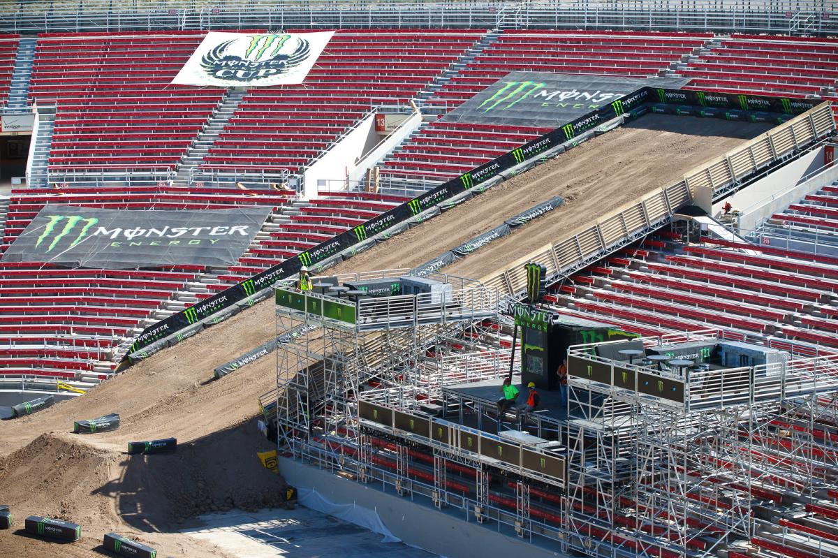 Track into the stands