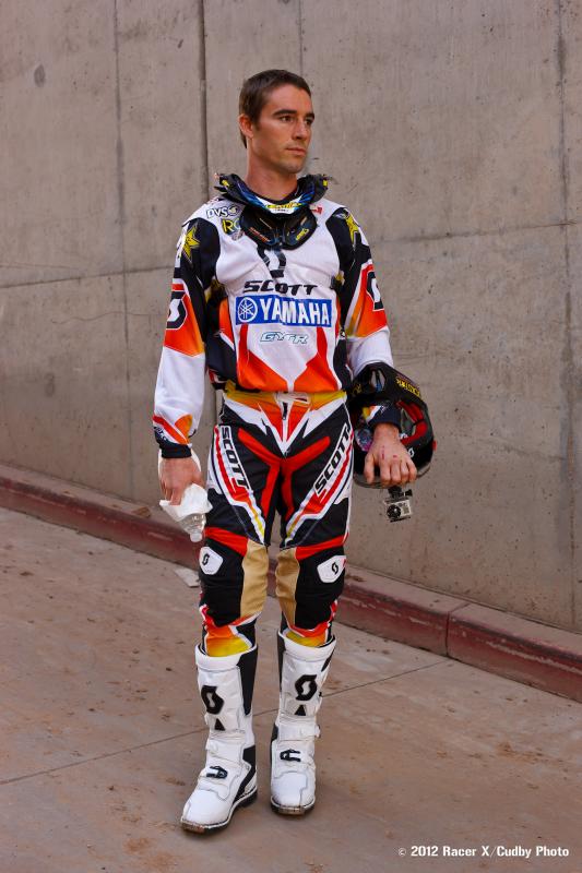 Ryan Sipes waits for practice to start