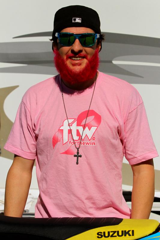 Ryan Smith rocking the pink beard to raise money for Breast Cancer Awareness