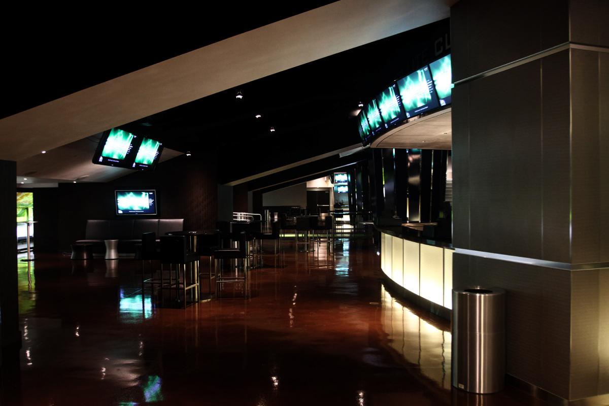 Beneath the stadium seats