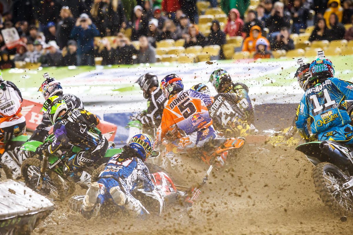 Short took a hard spill off the start in L.A.