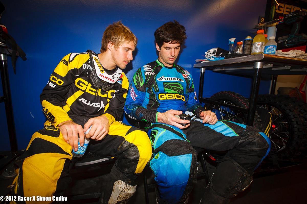 Barcia and Windham check the practice tape