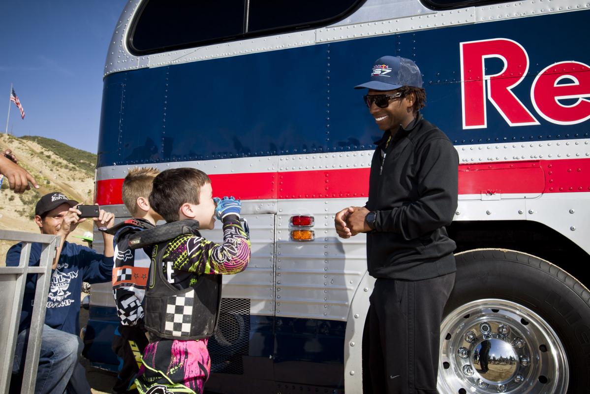 James Stewart was out at Glen Helen hanging out with fans and putting down some laps