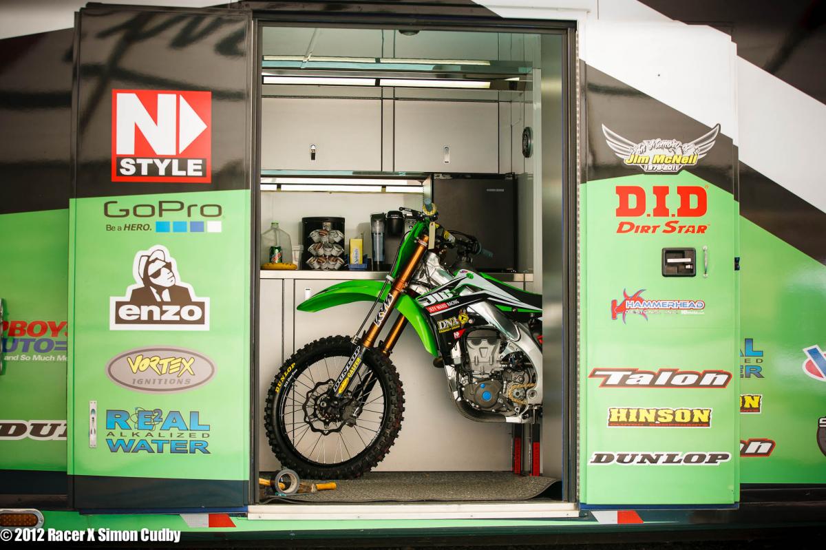 Josh Grant's bike waits to be unloaded