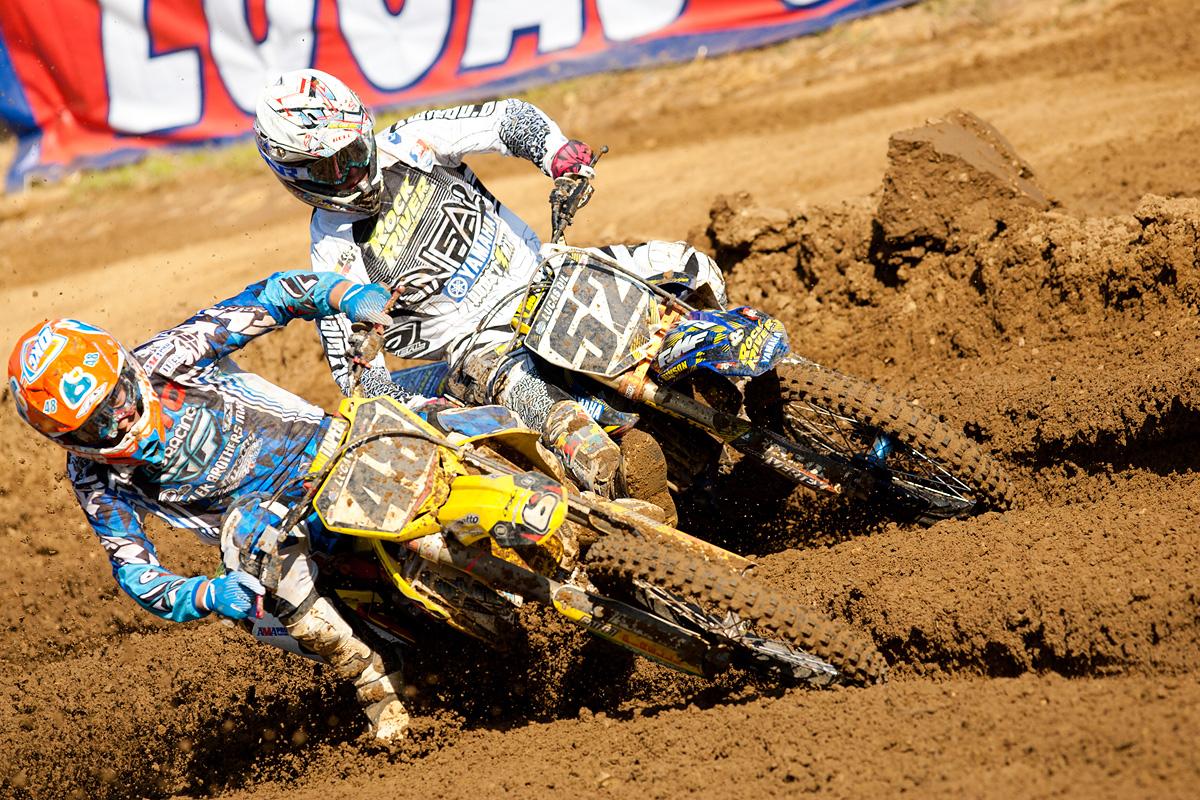 Albertson and Lamay going at it in practice.