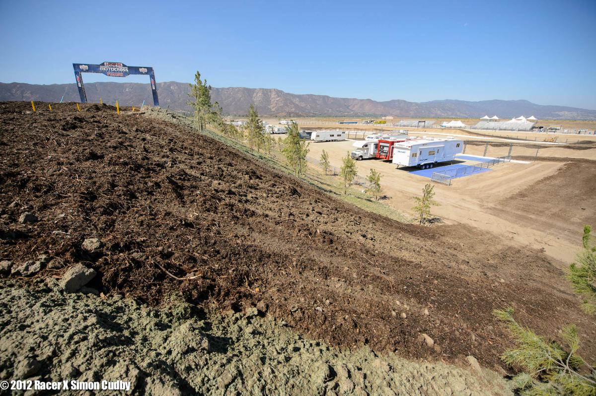 Steep downhill after the finish line