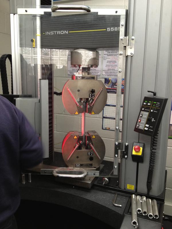 This machine stretches the raw material until it snaps!