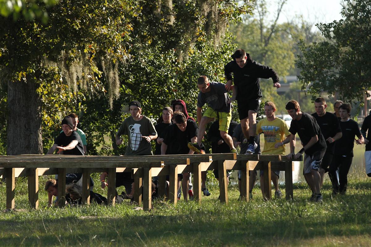 The first stop on the obstacle course on day 2 set the pace for the rest of the Tryout Dash
