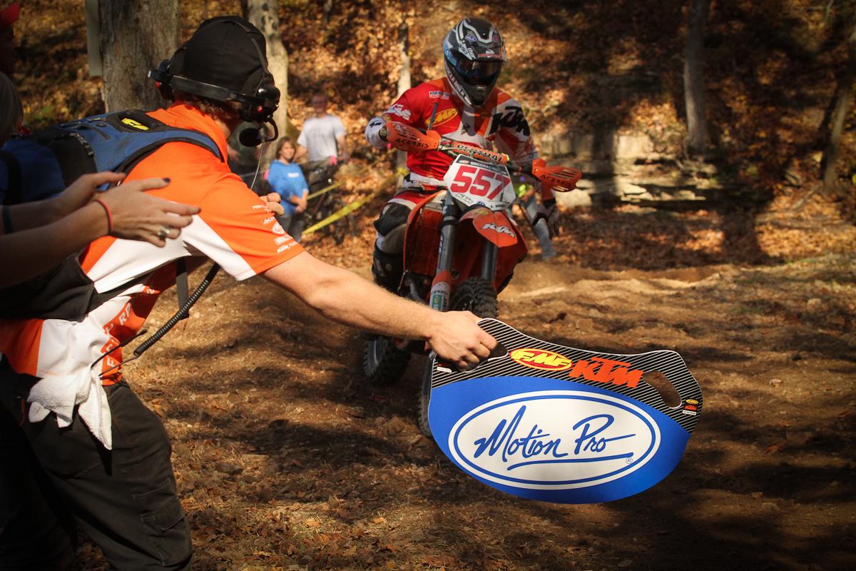 The KTM team pushes for Kailub Russell.