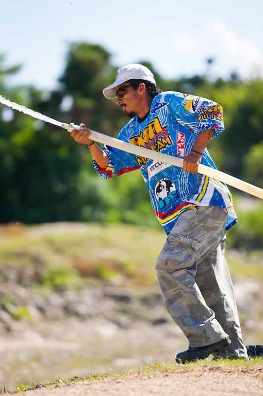 Victor waters the track.