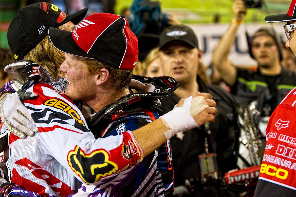Meanwhile, Trey Canard was there to pick up the pieces. In a great battle with Reed, he won his second career 450SX. (The Medium Group photo)
