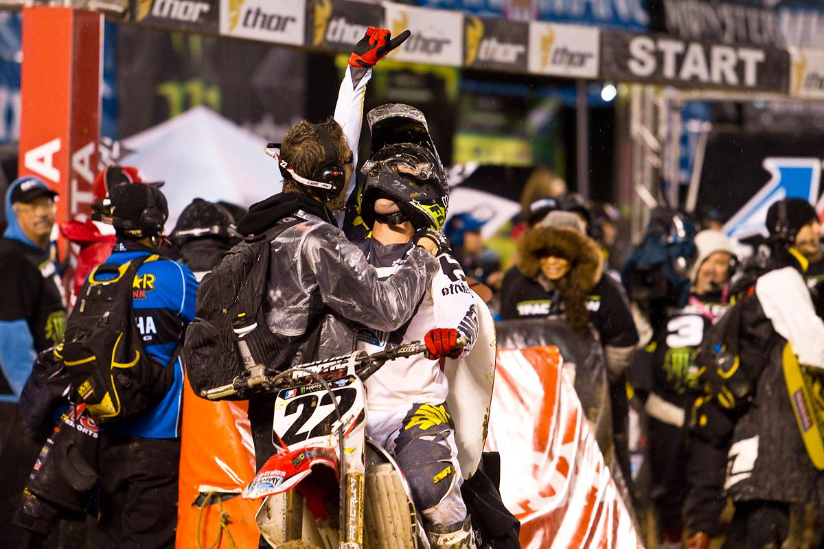 Many counted out Chad Reed's privateer TwoTwo Motorsports effort, but on a muddy night in San Diego, he grabbed a victory at round 7 in San Diego. (The Medium Group photo)
